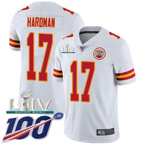 Kansas City Chiefs Nike #17 Mecole Hardman White Super Bowl LIV 2020 Men Stitched NFL 100th Season Vapor Untouchable Limited Jersey->women nfl jersey->Women Jersey